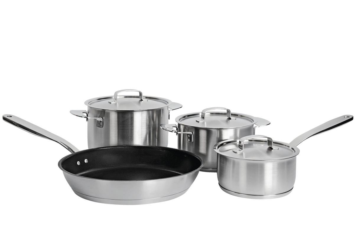 Комплект посуды All Steel с логотипом Miele 4 предмета KMTS 5704-2 Miele купить в Чебоксарах | Всегда в наличии! | Артикул 11945190 | Официальный сайт